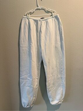 Brandy Melville White Fleece Drawstring Sweats
